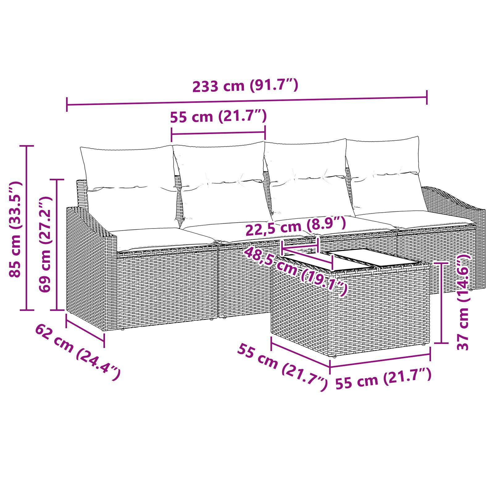 vidaXL Set de canapele pentru grădină cu pernă 5 pcs Gri deschis vidaXL Set de canapele pentru grădină cu pernă 5 pcs Gri deschis