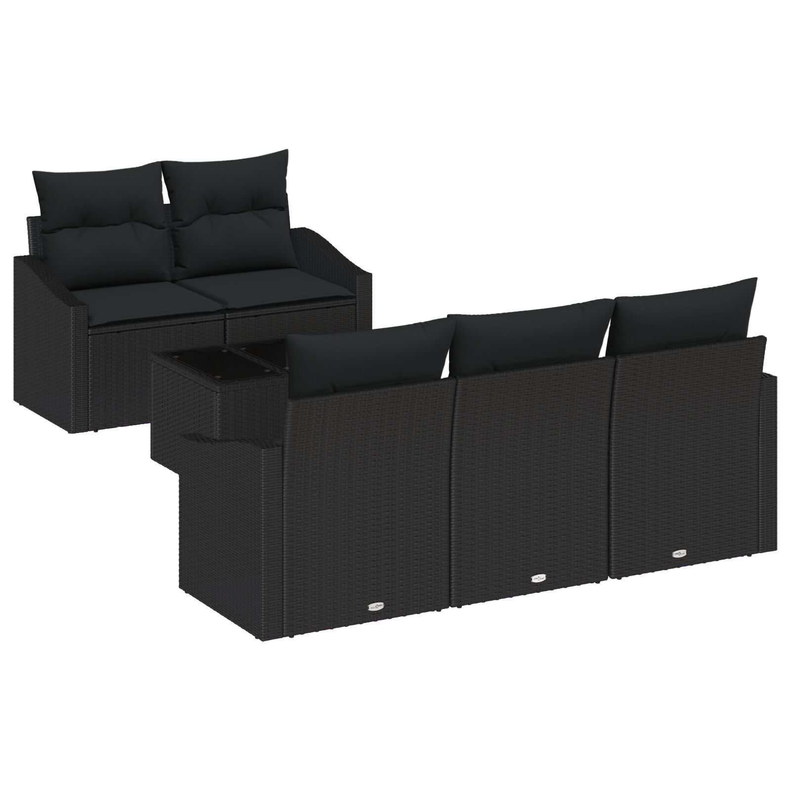 vidaXL Set de canapele pentru grădină 6 pcs Negru 55 x 55 x 37 cm