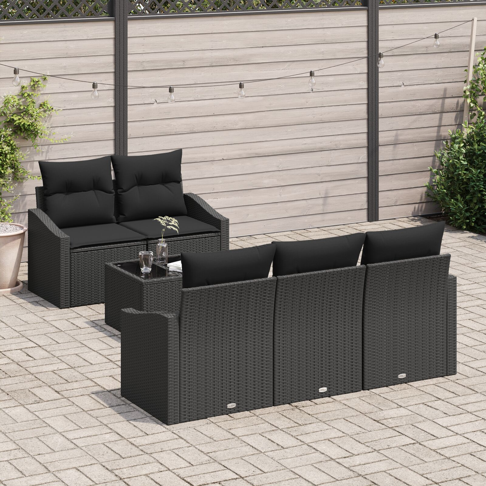 vidaXL Set de canapele pentru grădină 6 pcs Negru 55 x 55 x 37 cm