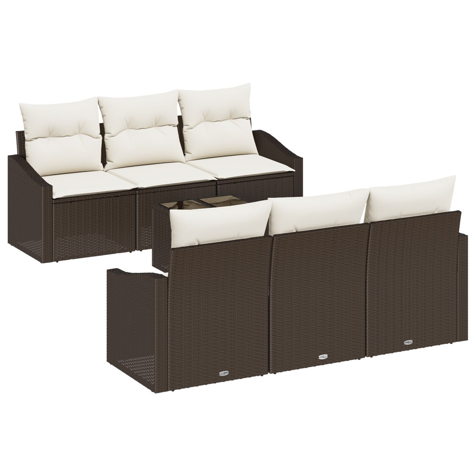 vidaXL Set de canapele pentru grădină cu pernă 7 pcs Maro și Crem
