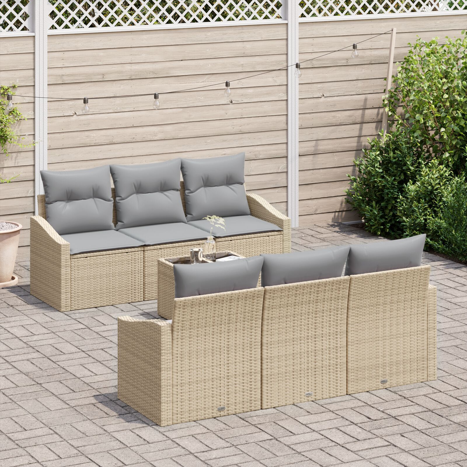vidaXL Set de canapele pentru grădină 7 pcs Beige și gri deschis