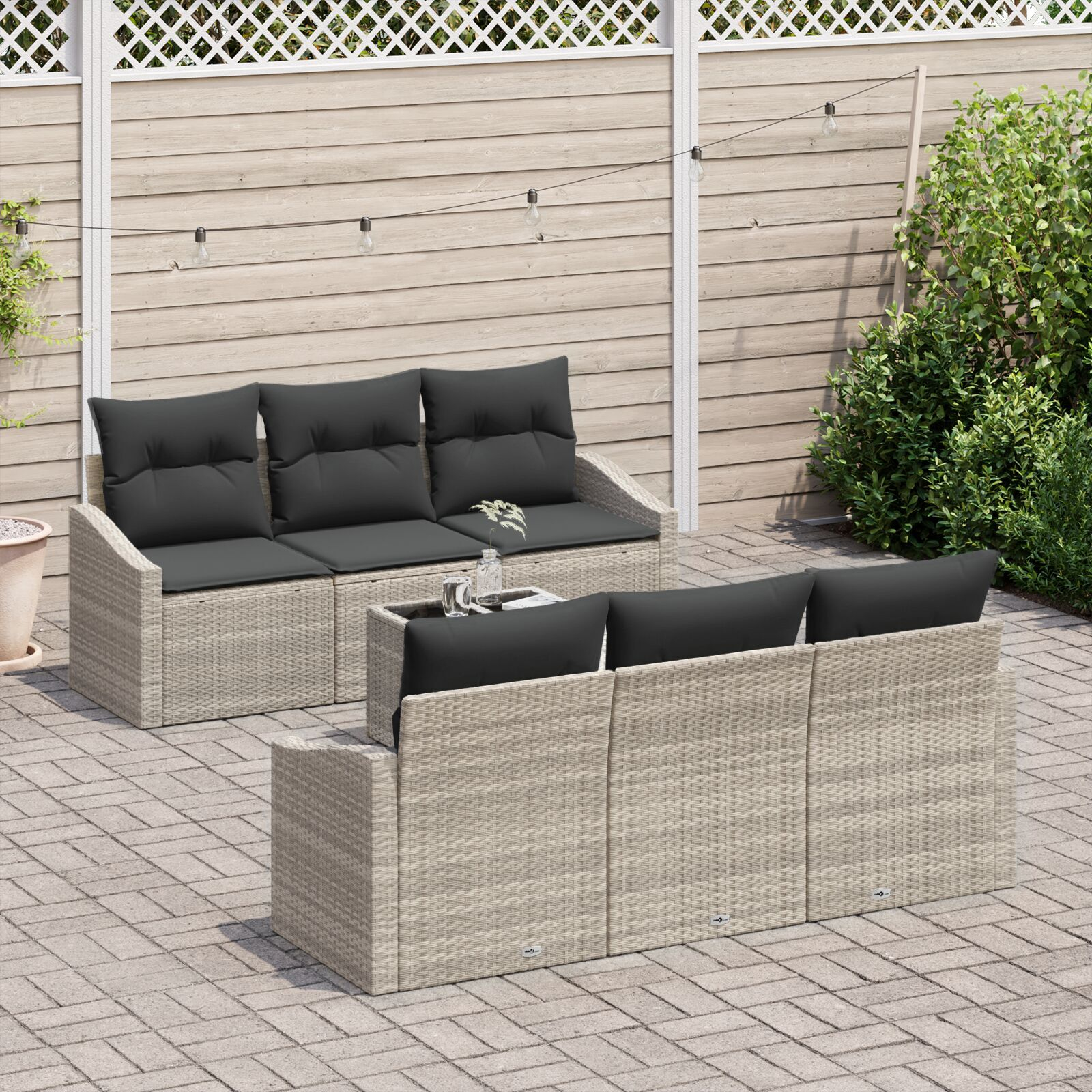 vidaXL Set de canapele pentru grădină cu pernă 7 pcs Gri deschis vidaXL Set de canapele pentru grădină cu pernă 7 pcs Gri deschis