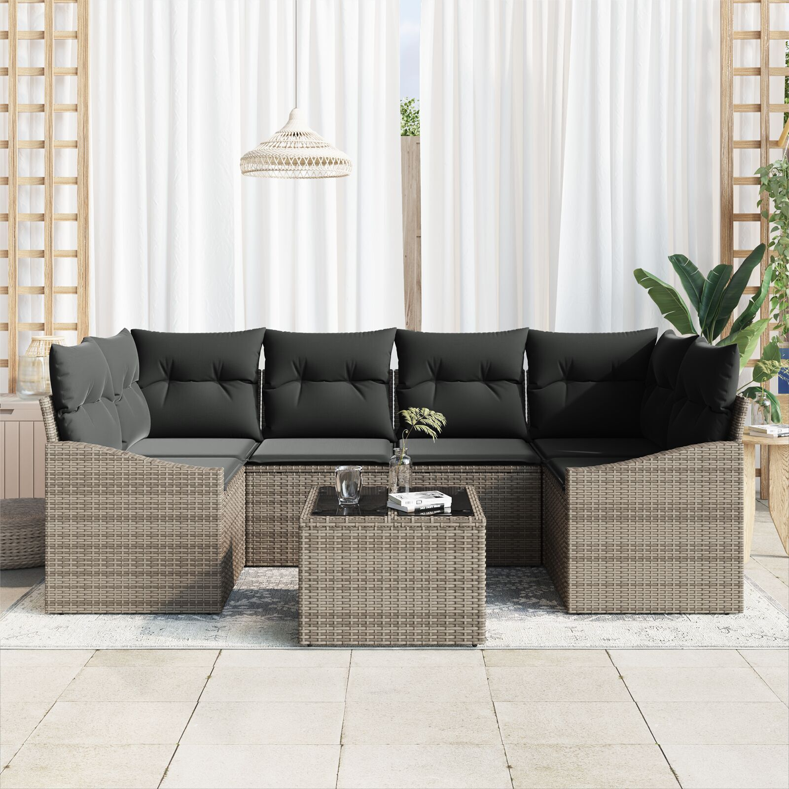 vidaXL Set de canapele pentru grădină Manual 7 pcs Gri 55 x 55 x 37 cm