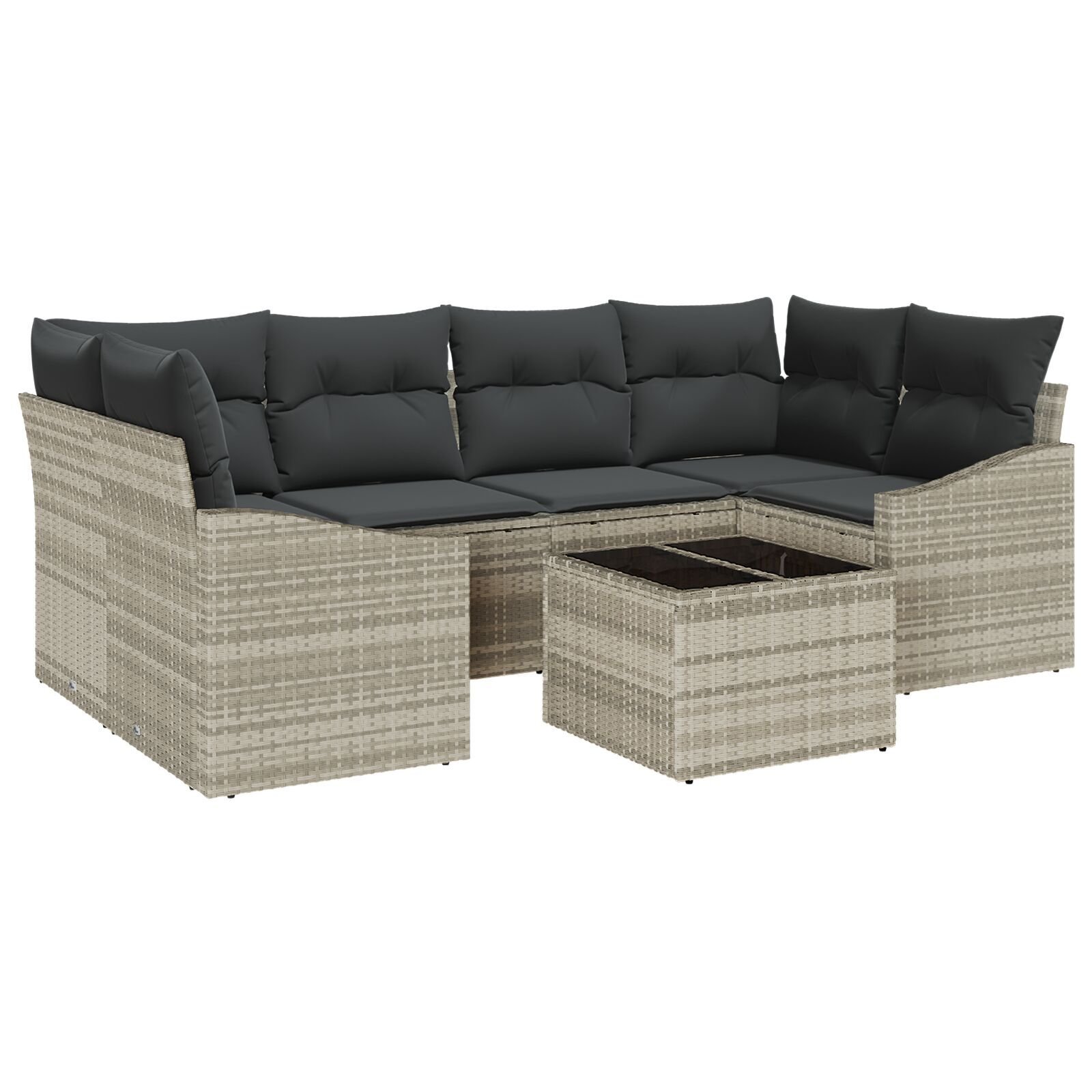 vidaXL Set de canapele pentru grădină cu pernă 7 pcs Gri deschis vidaXL Set de canapele pentru grădină cu pernă 7 pcs Gri deschis