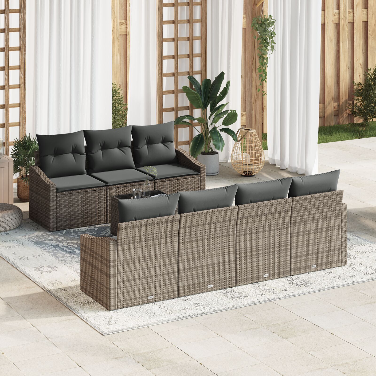 vidaXL Set de canapele pentru grădină Manual 8 pcs Gri 55 x 55 x 37 cm