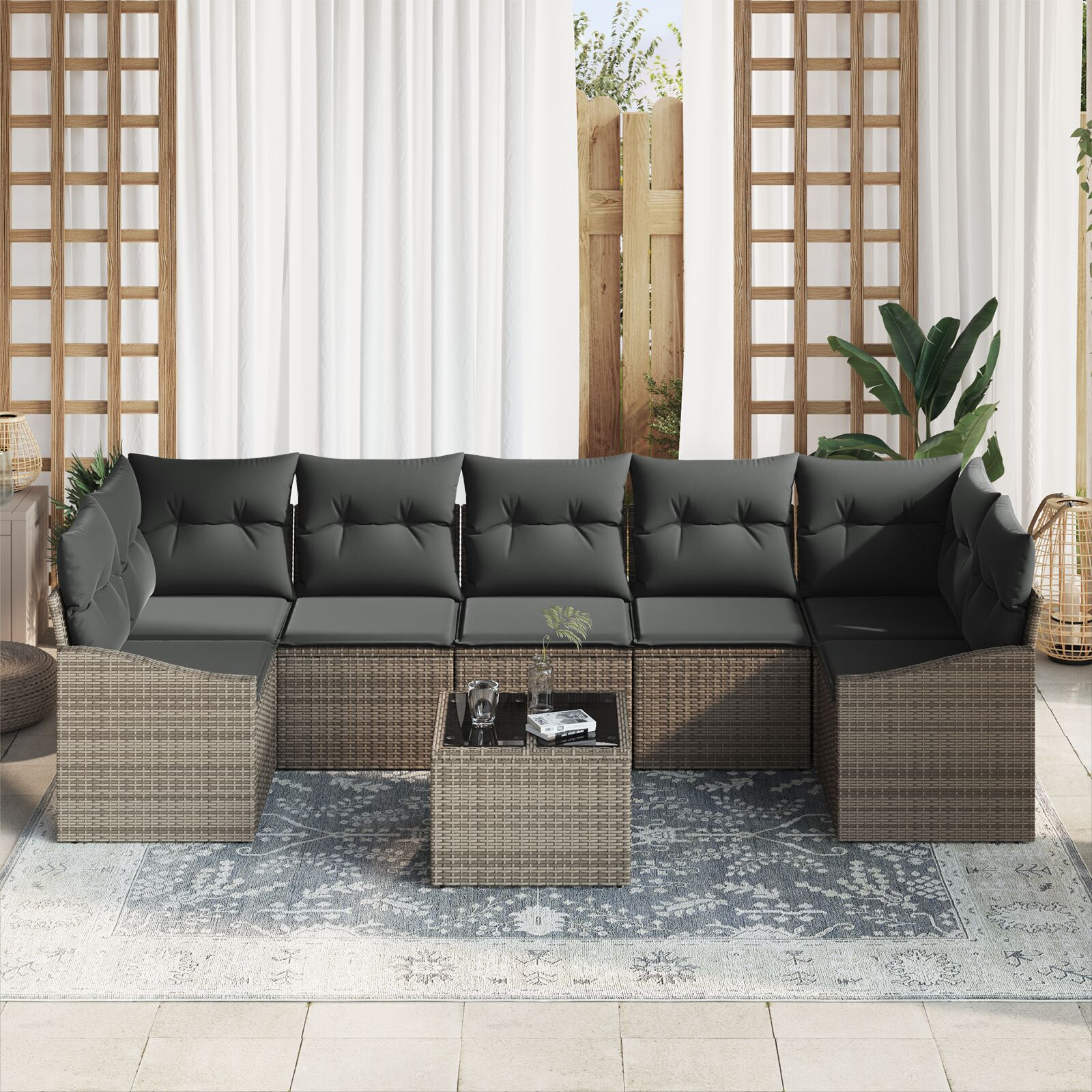 vidaXL Set de canapele pentru grădină Manual 8 pcs Gri 55 x 55 x 37 cm