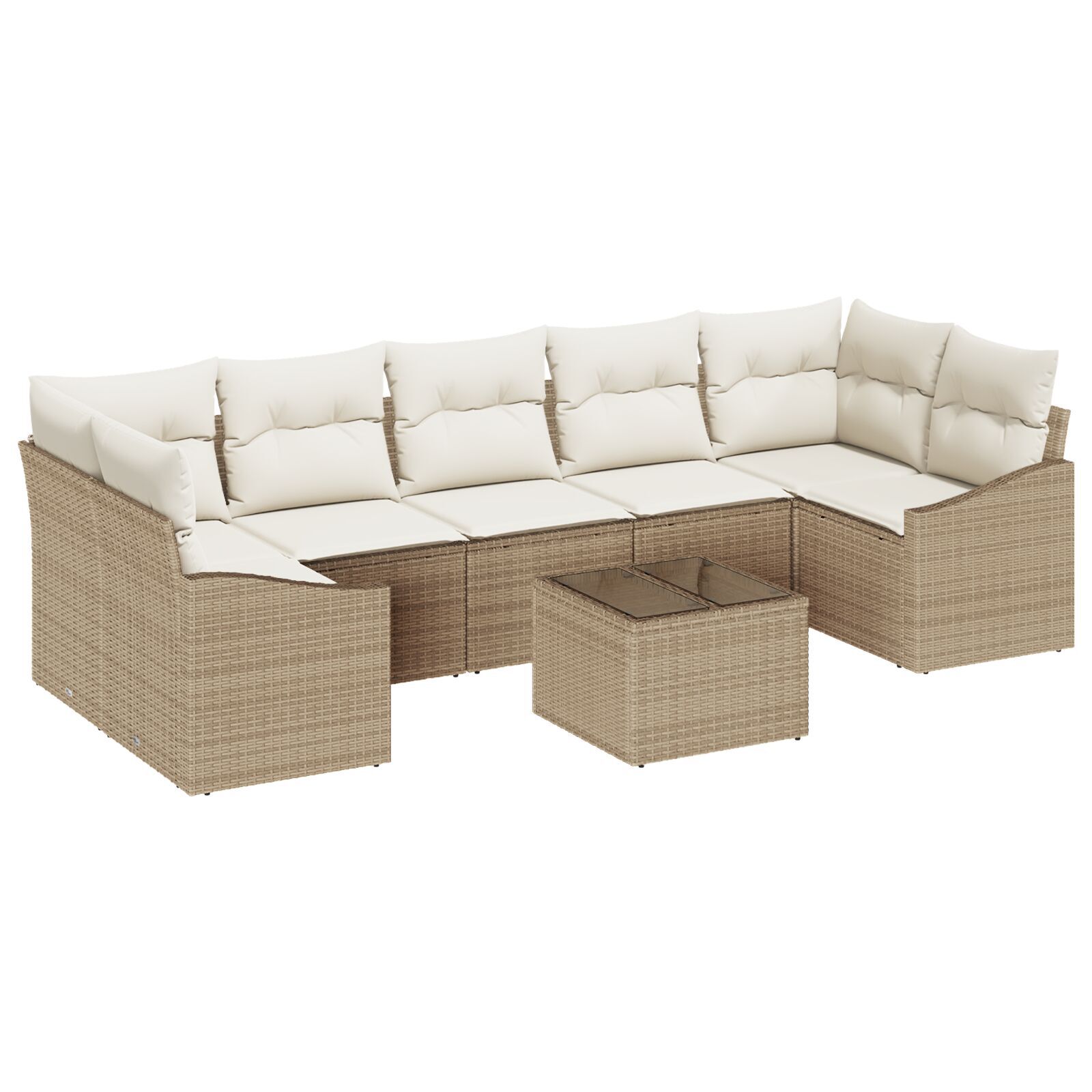 vidaXL Set de canapele pentru grădină cu pernă 8 pcs Bej și crem