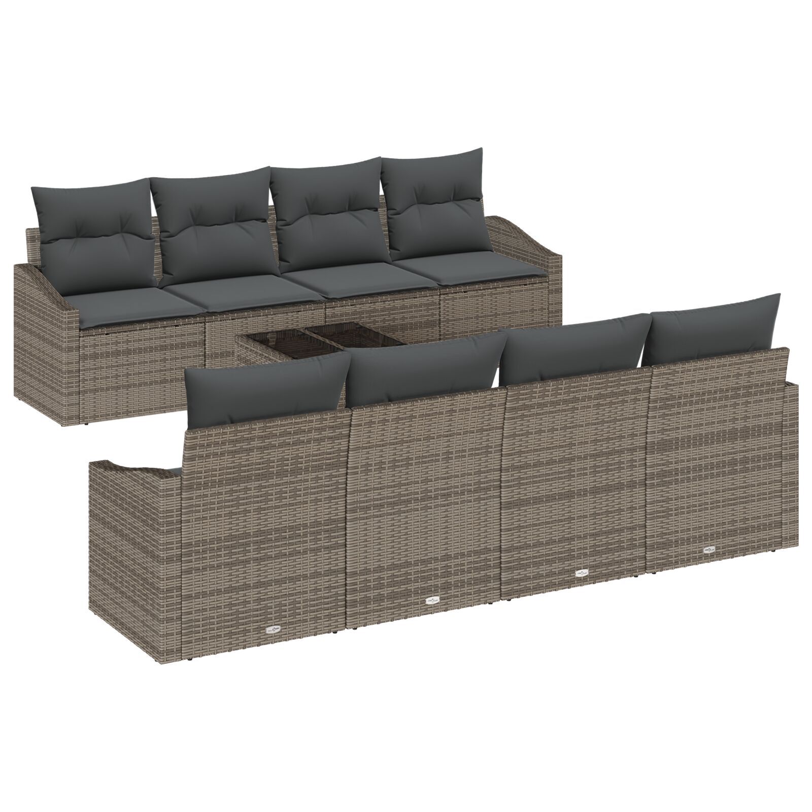 vidaXL Set de canapele pentru grădină Manual 9 pcs Gri 55 x 55 x 37 cm vidaXL Set de canapele pentru grădină Manual 9 pcs Gri 55 x 55 x 37 cm