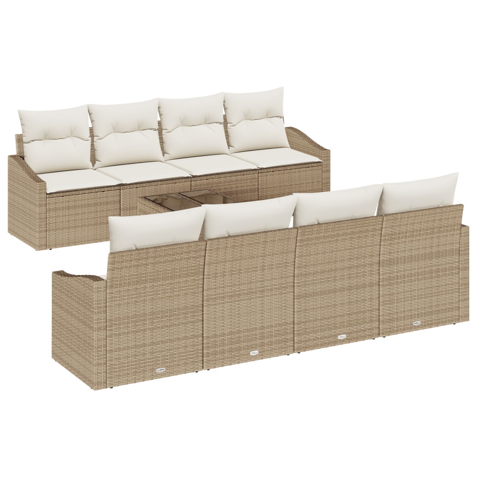 vidaXL Set de canapele pentru grădină cu pernă 9 pcs Bej și crem
