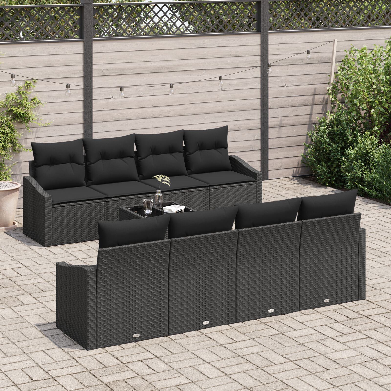 vidaXL Set de canapele pentru grădină 9 pcs Negru 55 x 55 x 37 cm
