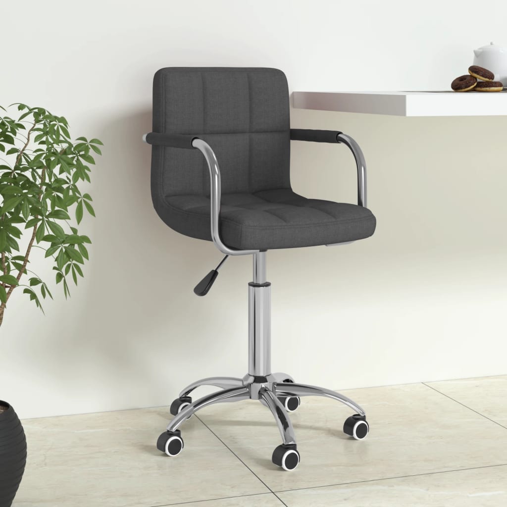 vidaXL Scaun de birou pivotant, gri închis, material textil vidaXL Scaun de birou pivotant, gri închis, material textil