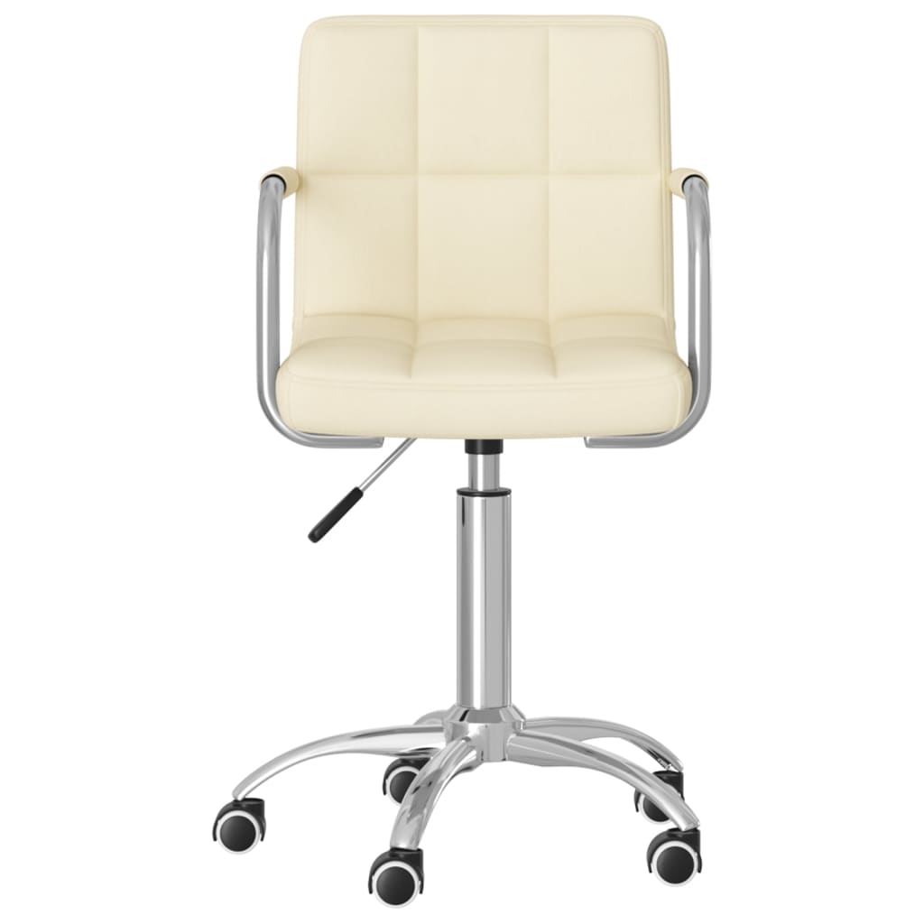 vidaXL Scaun de birou pivotant, crem, material textil vidaXL Scaun de birou pivotant, crem, material textil