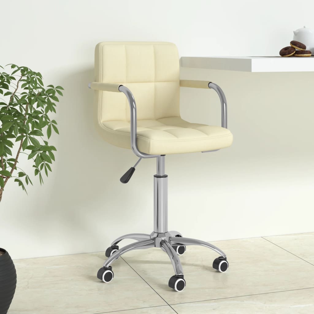 vidaXL Scaun de birou pivotant, crem, material textil vidaXL Scaun de birou pivotant, crem, material textil
