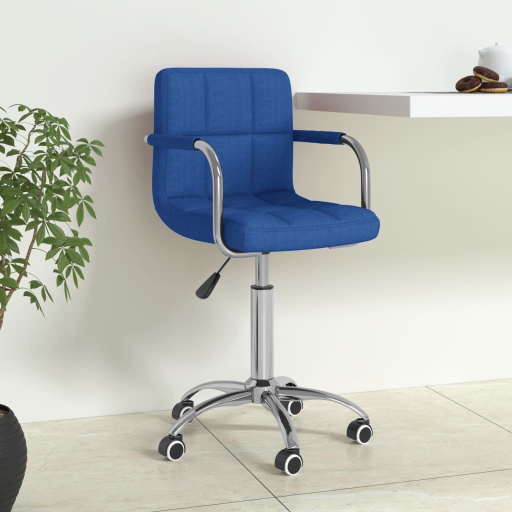 vidaXL Scaun de birou pivotant, albastru, material textil vidaXL Scaun de birou pivotant, albastru, material textil