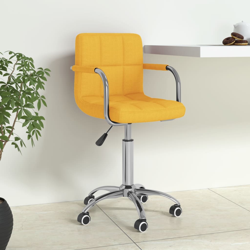 vidaXL Scaun de birou pivotant, galben muștar, material textil vidaXL Scaun de birou pivotant, galben muștar, material textil