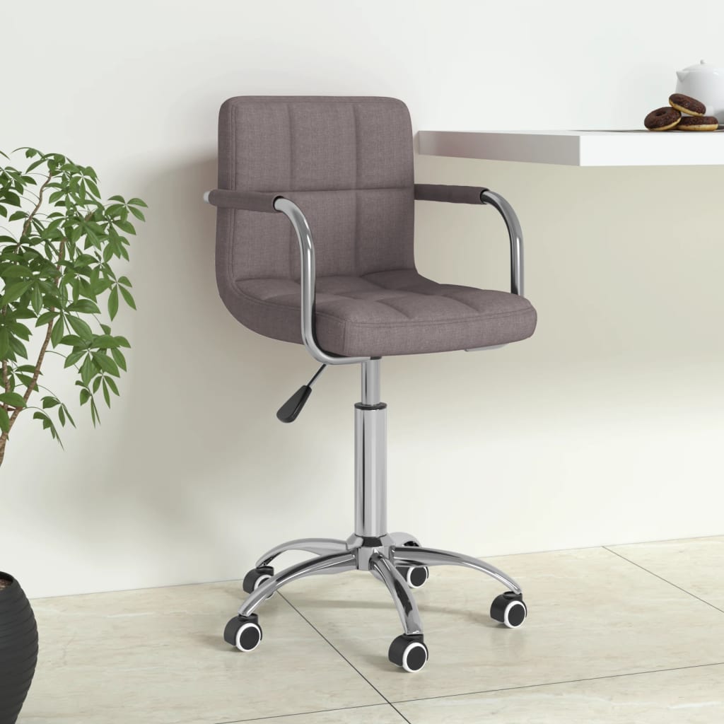 vidaXL Scaun de birou pivotant, gri taupe, material textil vidaXL Scaun de birou pivotant, gri taupe, material textil