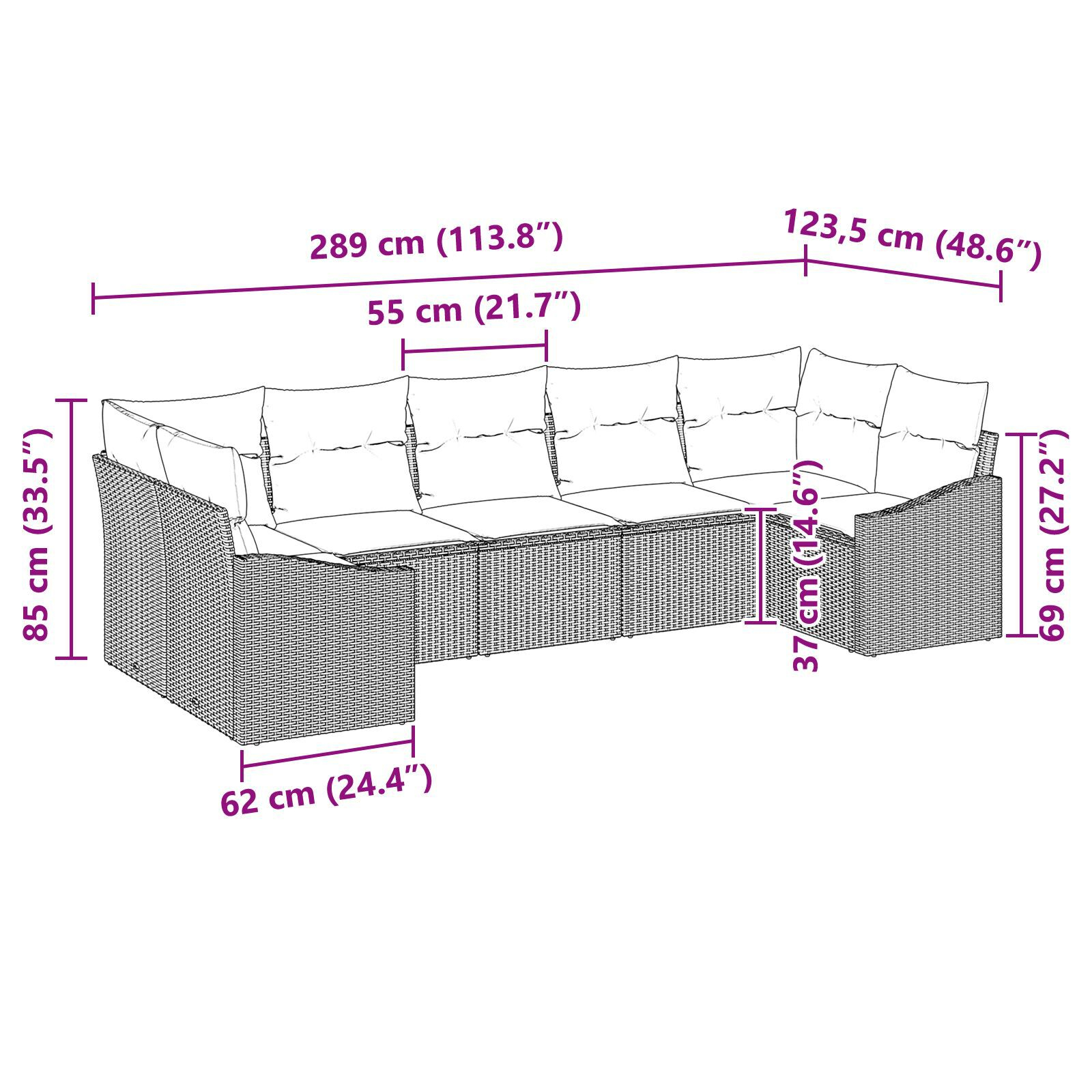 vidaXL Set de canapele pentru grădină 7 pcs Gri Rattan poli vidaXL Set de canapele pentru grădină 7 pcs Gri Rattan poli