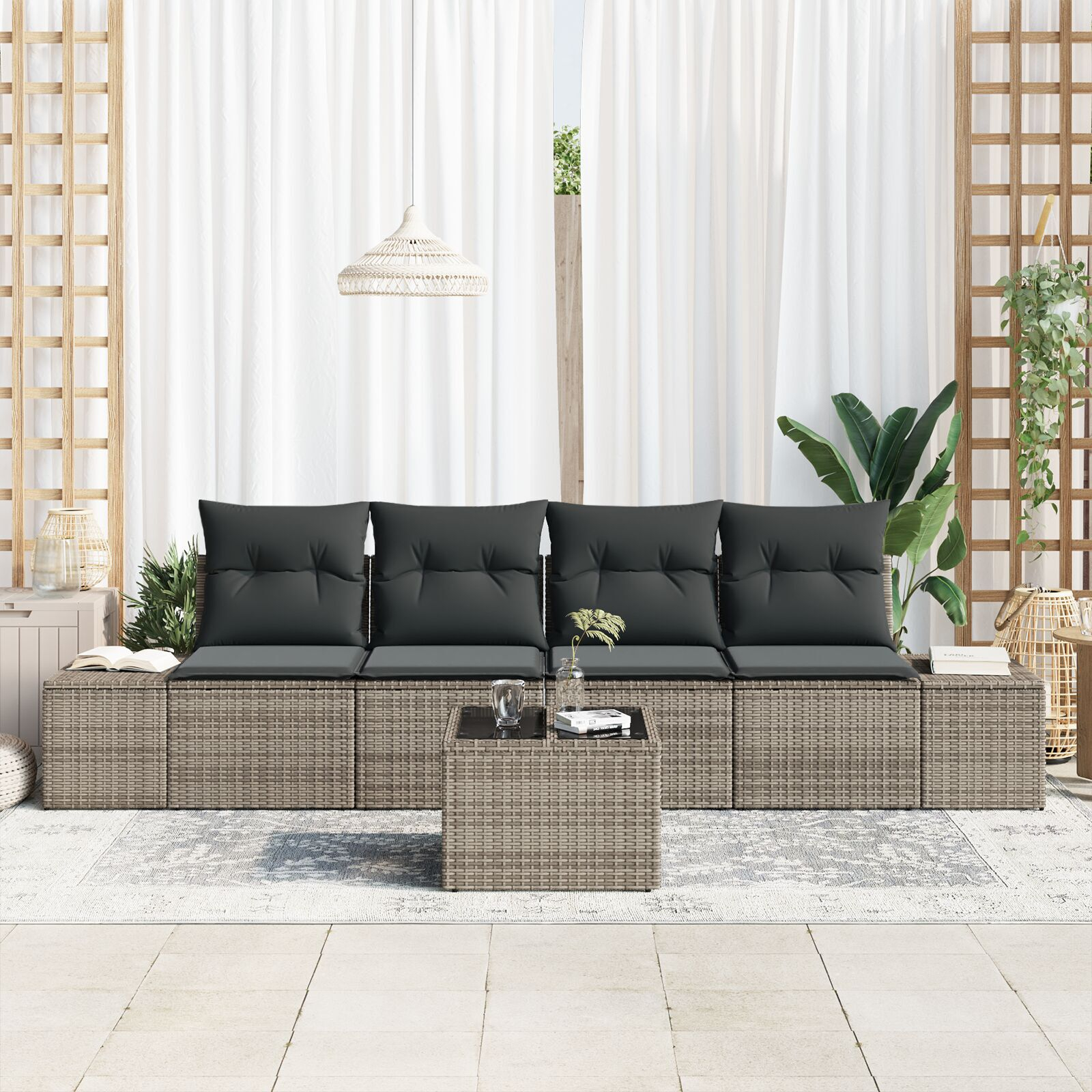 vidaXL Set de canapele pentru grădină Manual 5 pcs Gri 55 x 55 x 37 cm