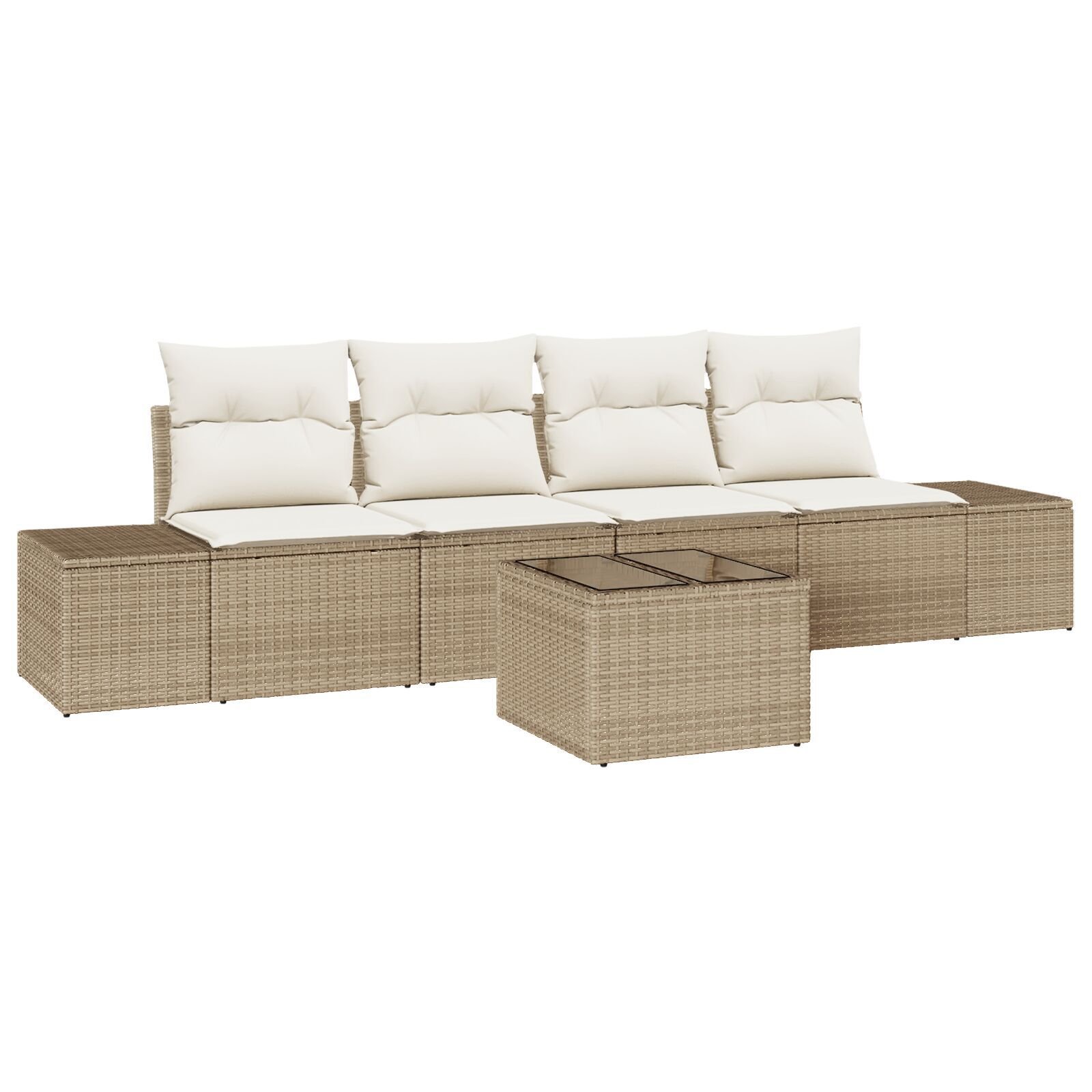 vidaXL Set de canapele pentru grădină cu pernă 5 pcs Bej și crem vidaXL Set de canapele pentru grădină cu pernă 5 pcs Bej și crem