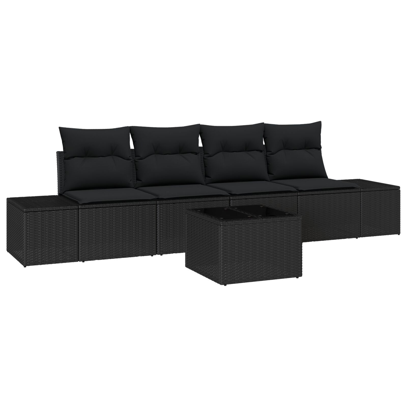 vidaXL Set de canapele pentru grădină 5 pcs Negru 55 x 55 x 37 cm