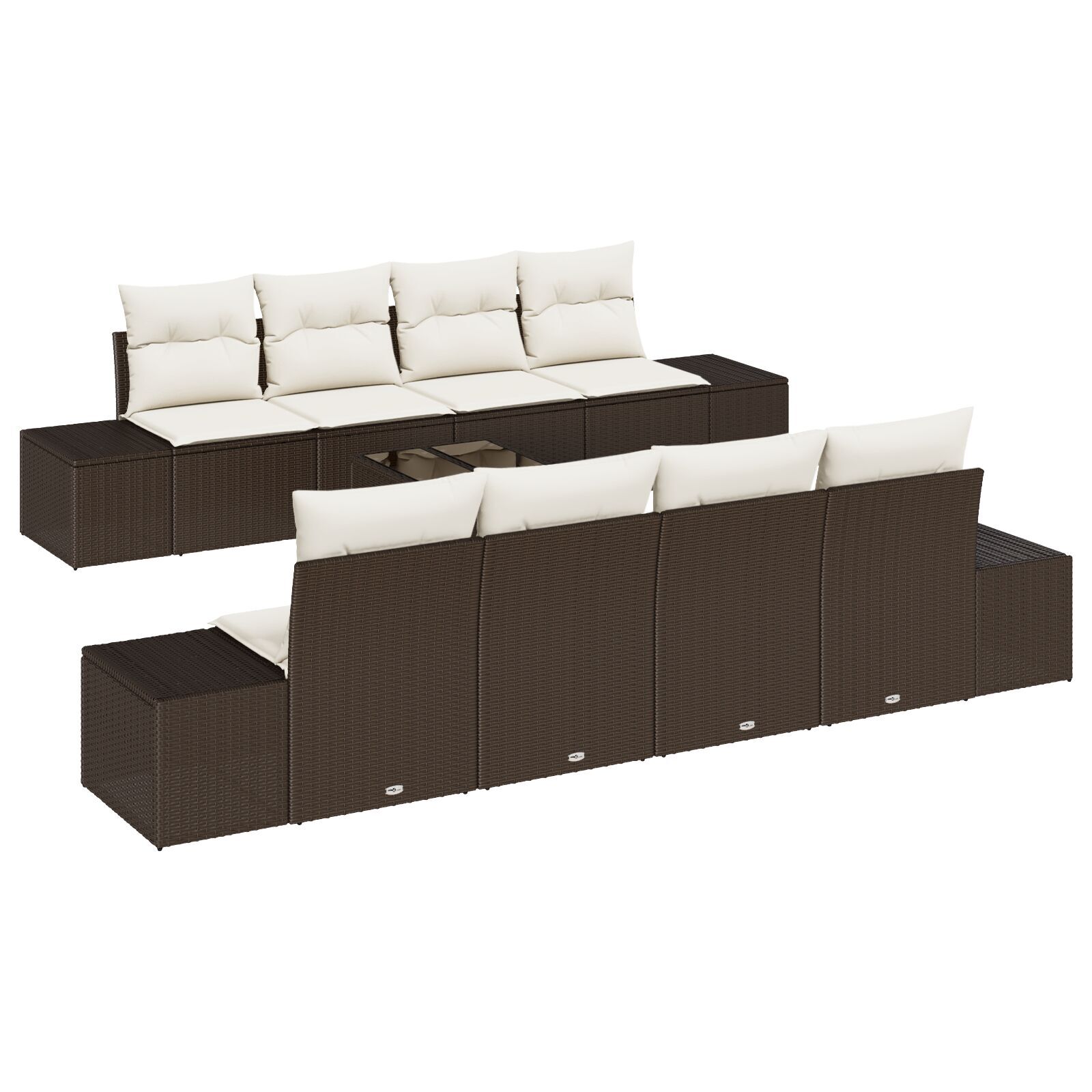 vidaXL Set de canapele pentru grădină cu pernă 7 pcs maro și crem vidaXL Set de canapele pentru grădină cu pernă 7 pcs maro și crem