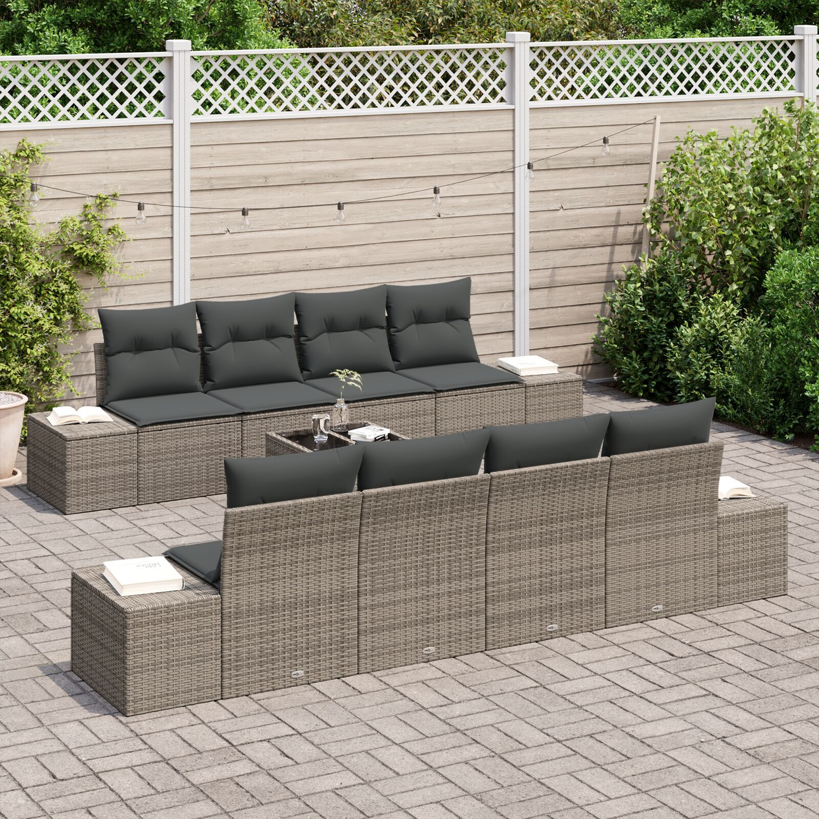vidaXL Set de canapele pentru grădină 7 pcs Gri 55 x 55 x 37 cm vidaXL Set de canapele pentru grădină 7 pcs Gri 55 x 55 x 37 cm