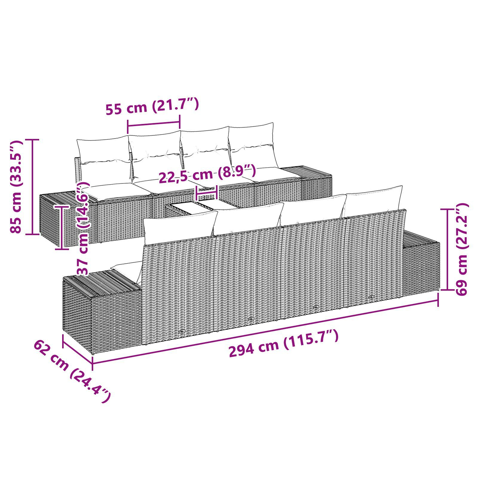 vidaXL Set de canapele pentru grădină 7 pcs bej și gri deschis