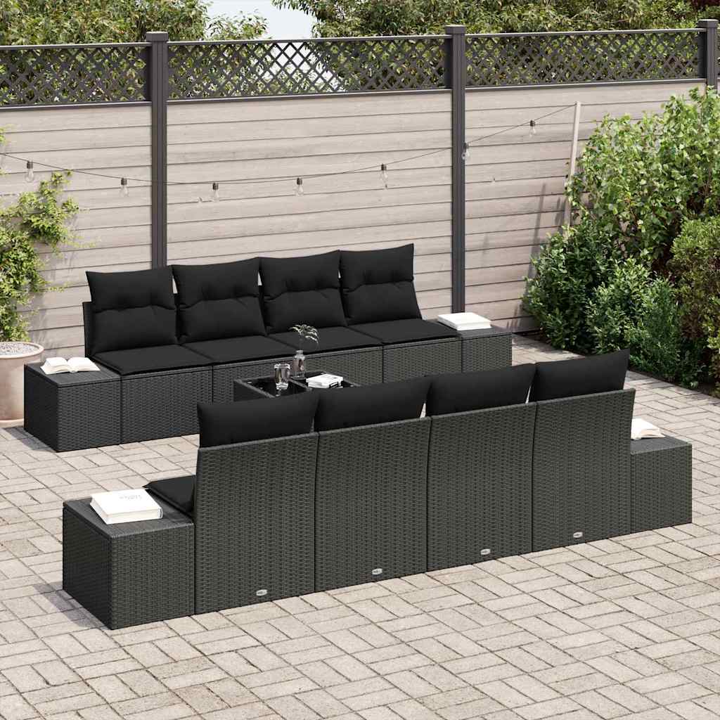 vidaXL Set de canapele pentru grădină 7 pcs Negru 294 x 62 x 69 cm vidaXL Set de canapele pentru grădină 7 pcs Negru 294 x 62 x 69 cm