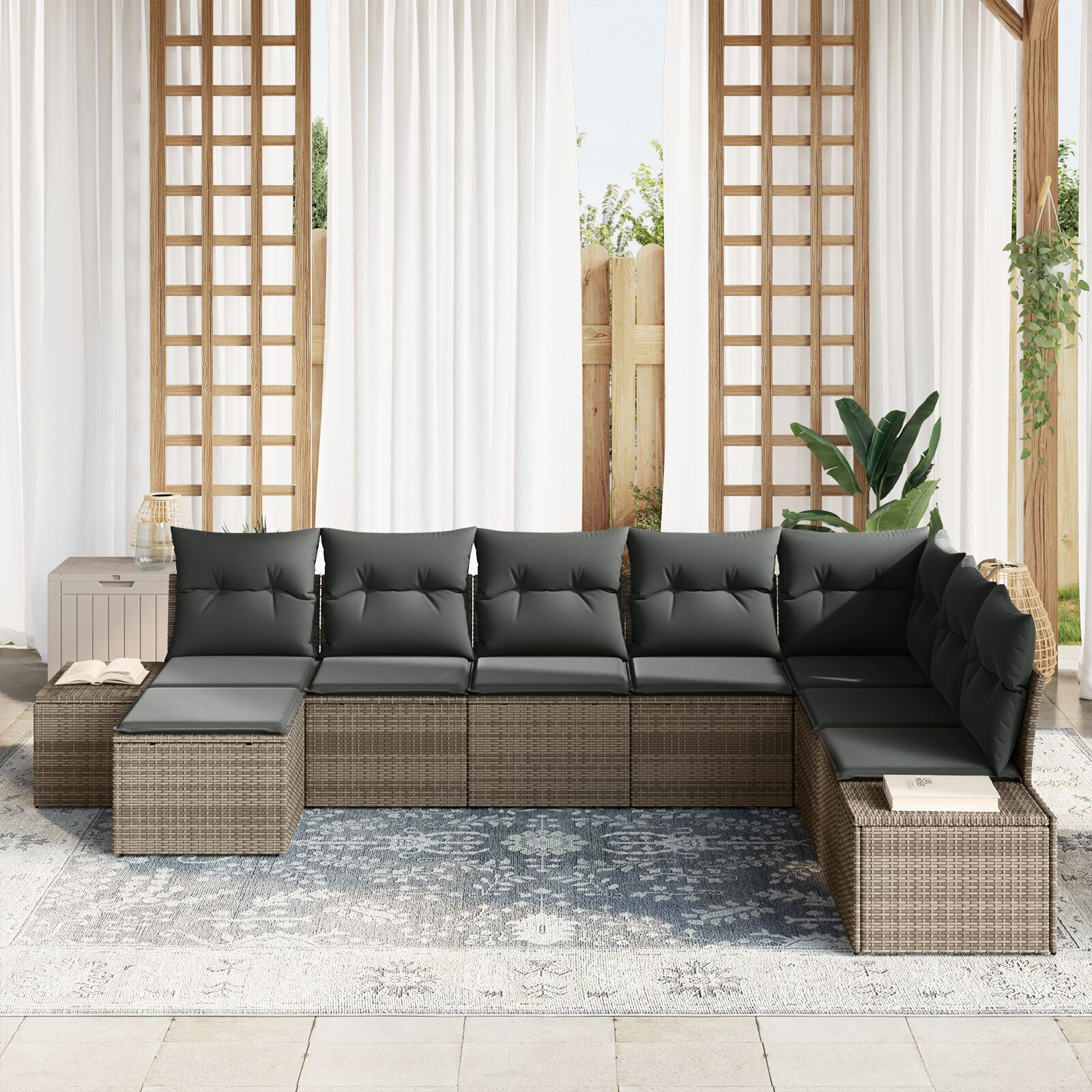 vidaXL Set de canapele pentru grădină cu pernă 8 pcs 319 x 209 x 85 cm