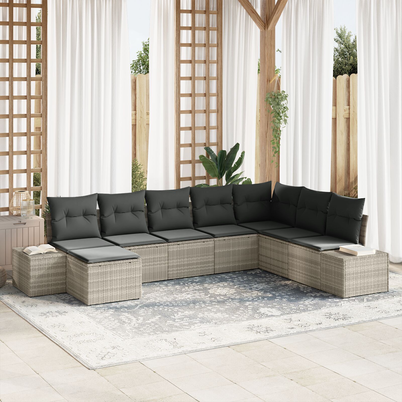 vidaXL Set de canapele pentru grădină cu pernă 8 pcs 319 x 209 x 85 cm vidaXL Set de canapele pentru grădină cu pernă 8 pcs 319 x 209 x 85 cm