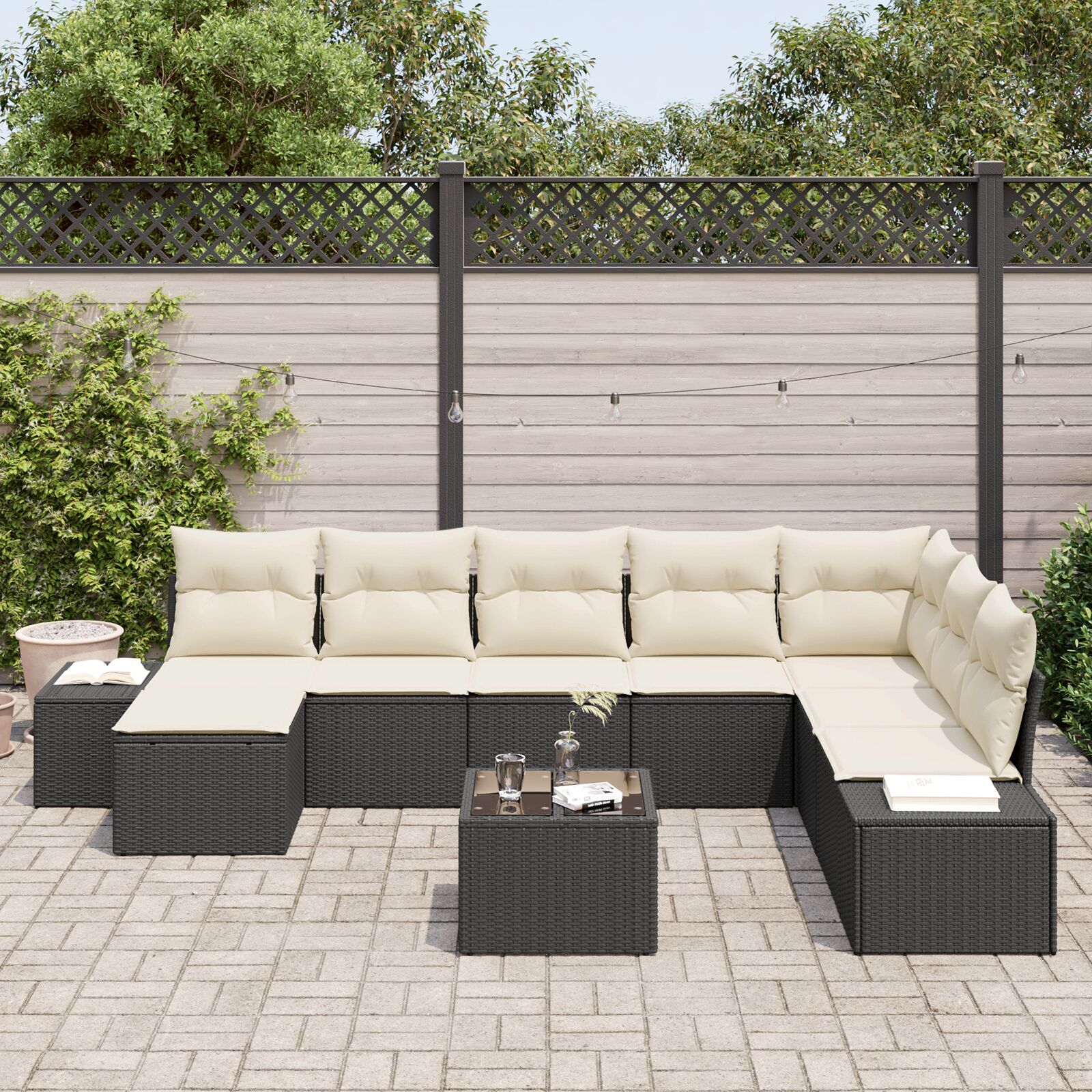vidaXL Set de canapele pentru grădină cu pernă 9 pcs 319 x 209 x 85 cm
