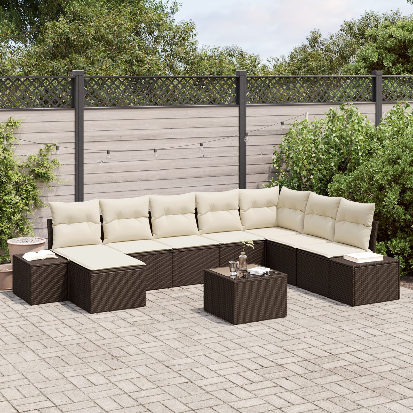 vidaXL Set de canapele pentru grădină cu pernă 9 pcs 319 x 209 x 85 cm