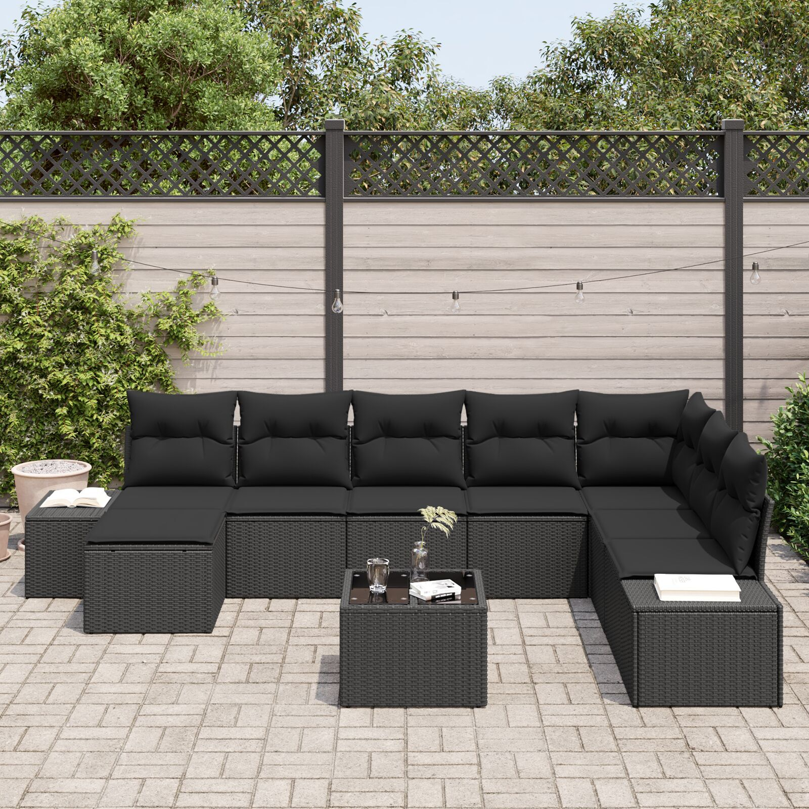 vidaXL Set de canapele pentru grădină cu pernă 9 pcs 319 x 209 x 85 cm