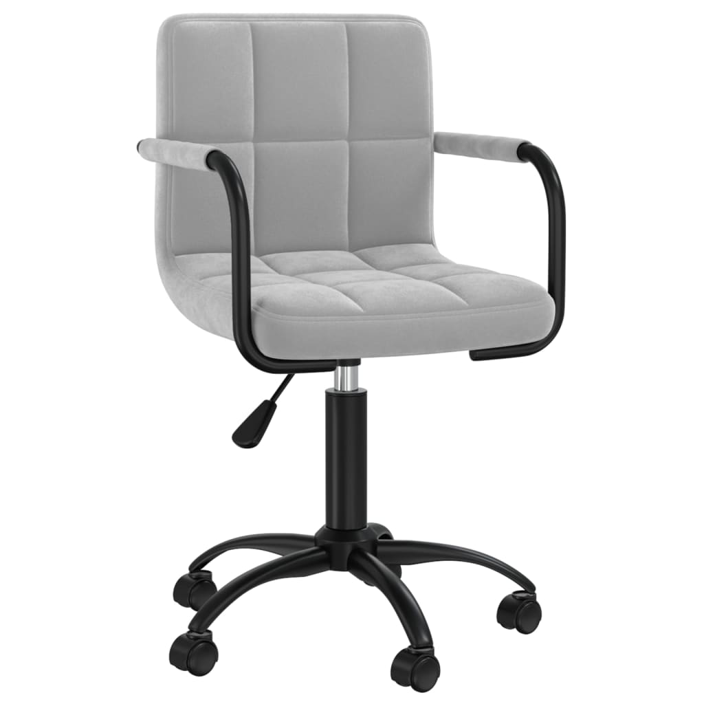 vidaXL Scaune rotative de bucătărie, 2 buc., gri deschis, catifea