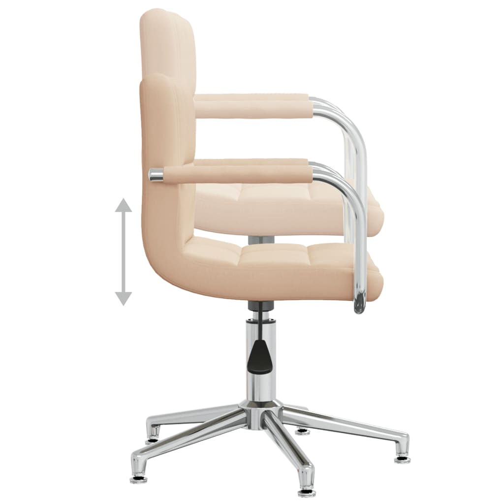 vidaXL Scaun de birou pivotant, crem, material textil vidaXL Scaun de birou pivotant, crem, material textil