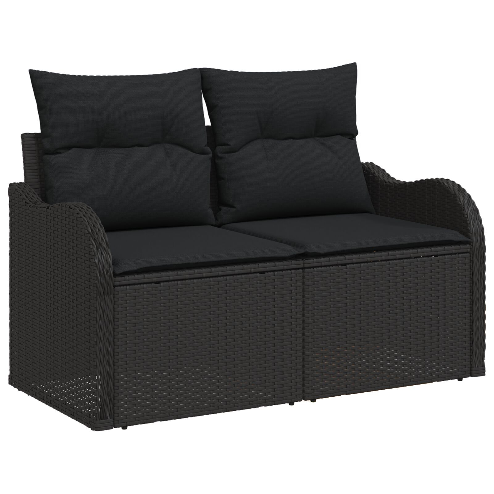 Set Canapea de Grădină de 6 Piese cu Perne Negru Ratan Polimeric Acacia Set Canapea de Grădină de 6 Piese cu Perne Negru Ratan Polimeric Acacia