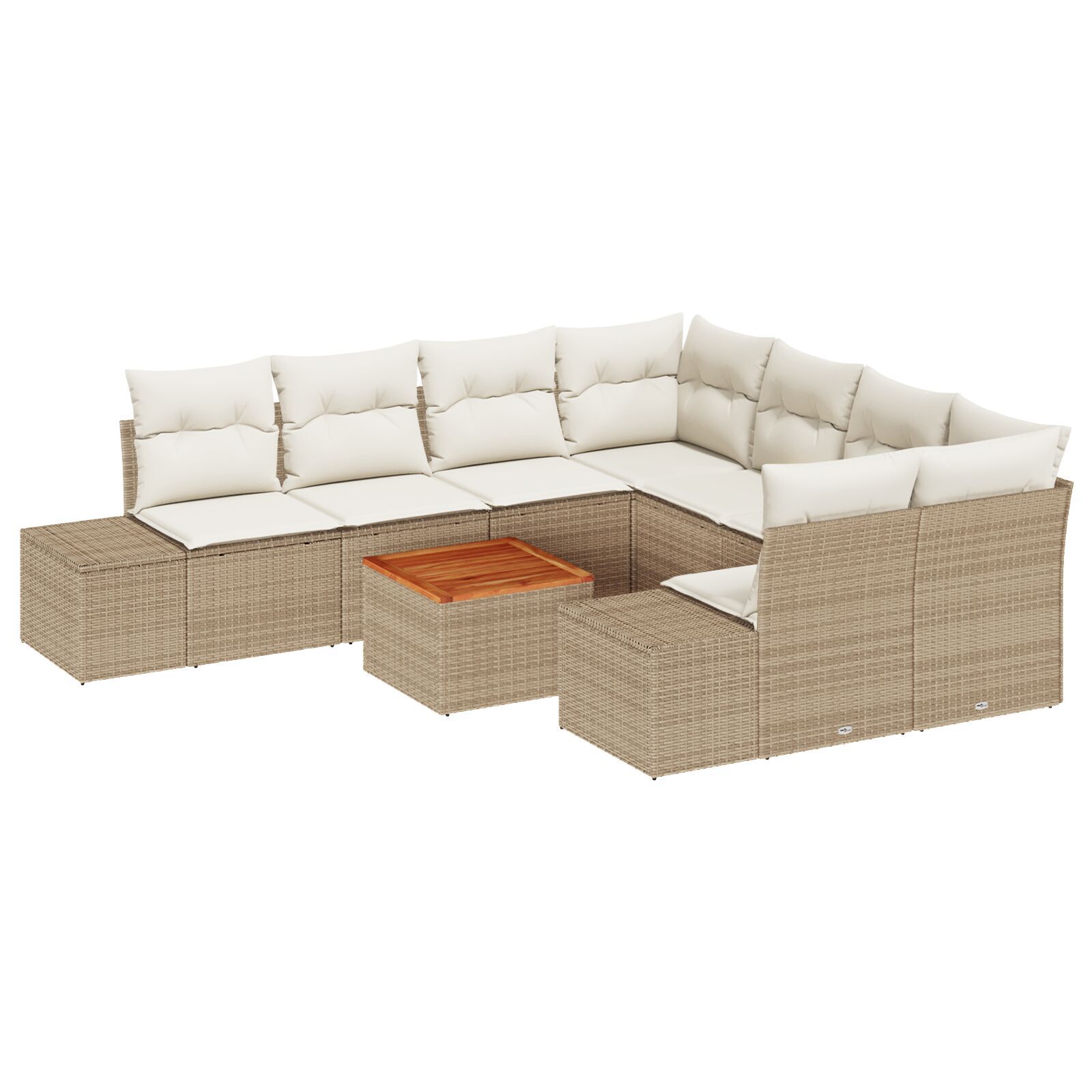 vidaXL Set de canapele pentru grădină cu pernă 9 pcs Bej Rattan poli
