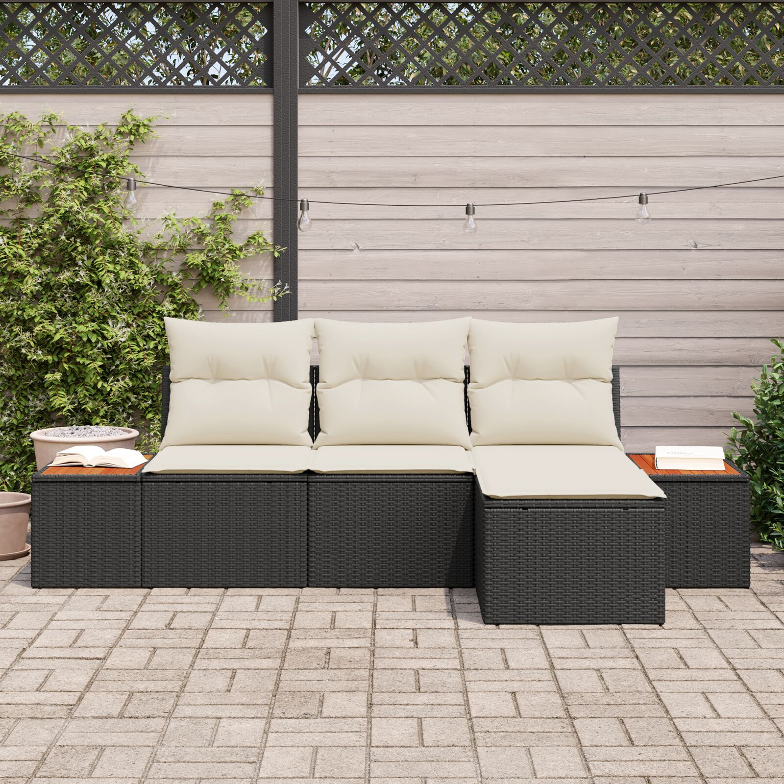 vidaXL cu pernă Ajustabil 4 pcs Negru 239 x 117 x 37 cm vidaXL cu pernă Ajustabil 4 pcs Negru 239 x 117 x 37 cm