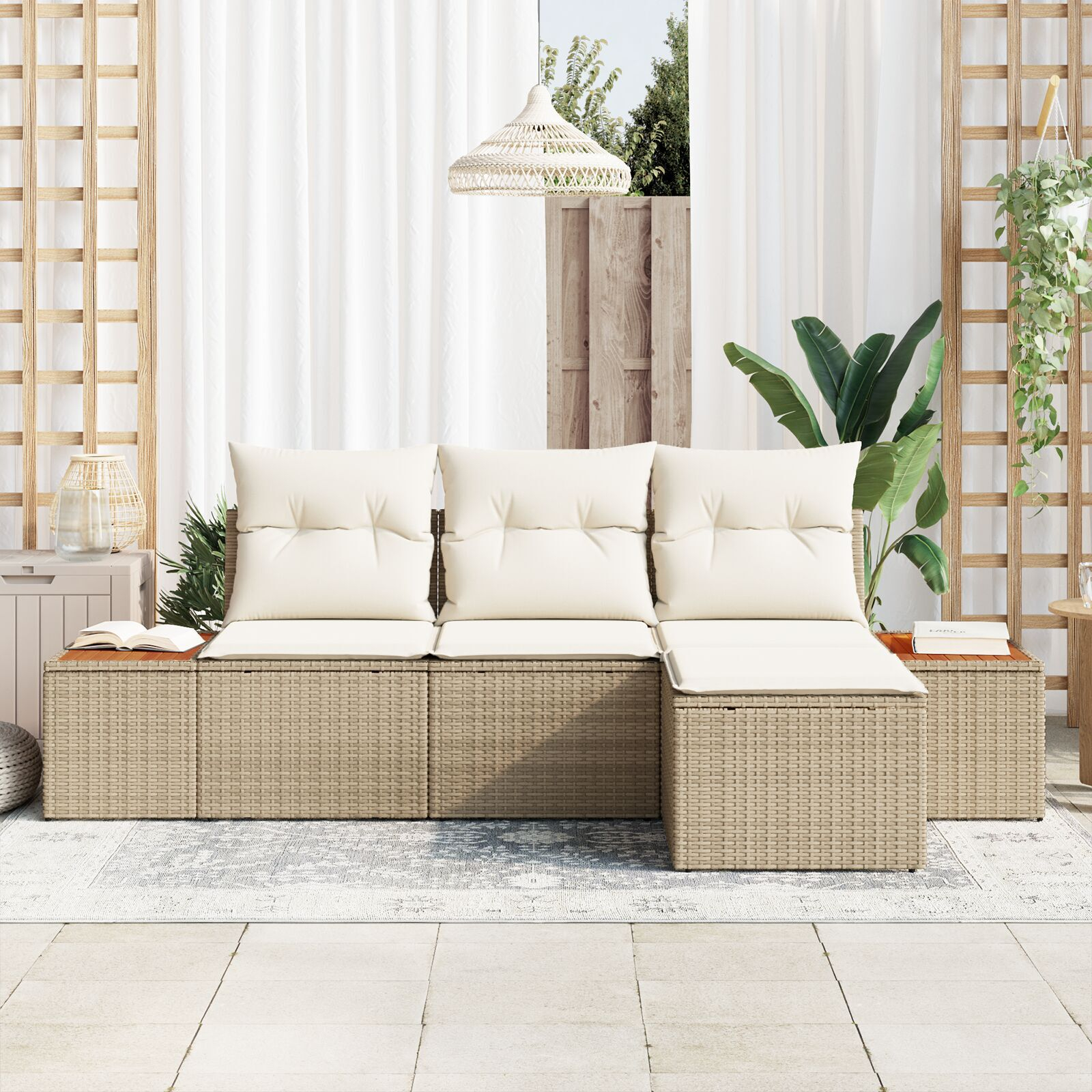 vidaXL cu pernă Ajustabil 4 pcs Bej 239 x 117 x 37 cm vidaXL cu pernă Ajustabil 4 pcs Bej 239 x 117 x 37 cm