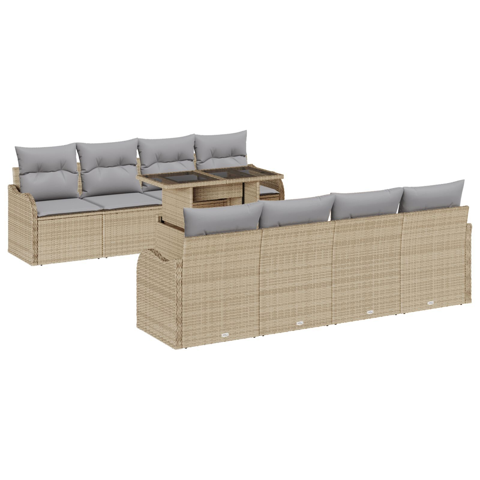 vidaXL Set de canapele pentru grădină cu pernă 7 pcs Bej Rattan poli vidaXL Set de canapele pentru grădină cu pernă 7 pcs Bej Rattan poli