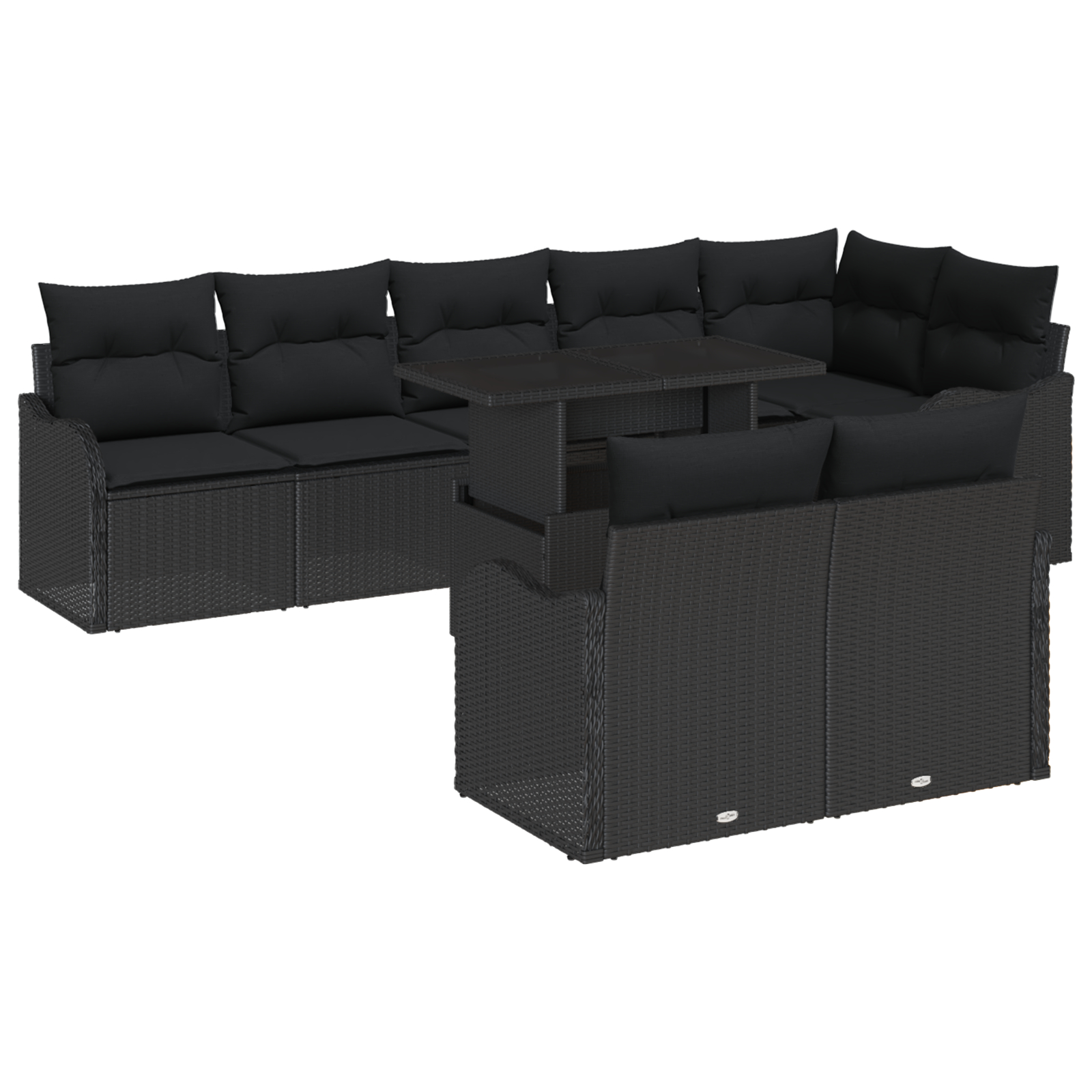 vidaXL Set de canapele pentru grădină cu pernă 9 pcs Negru Rattan poli