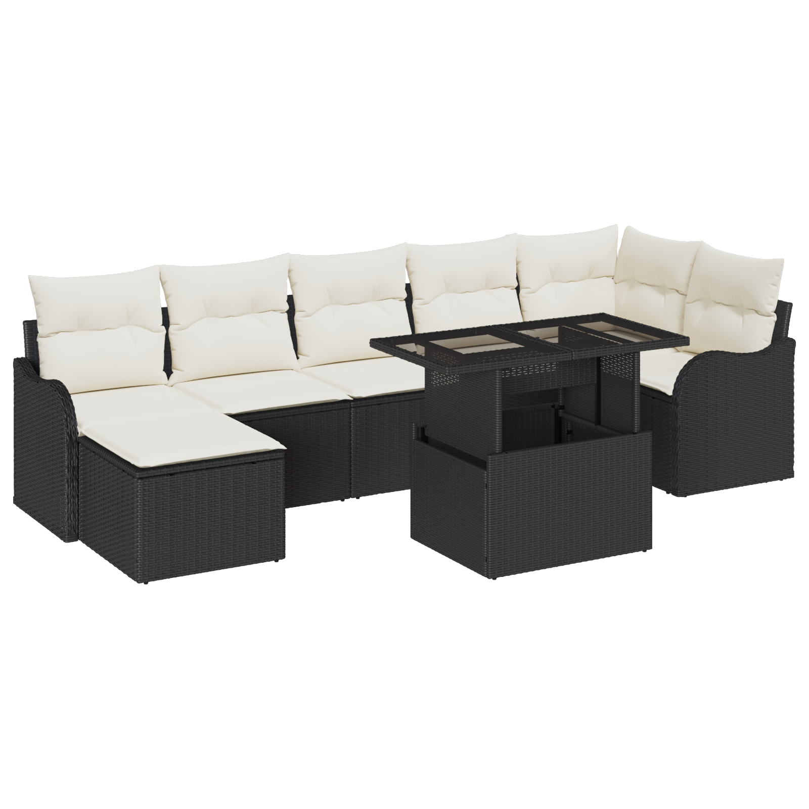 Set canapea grădină 8 piese cu perne Negru Ratan Polimer