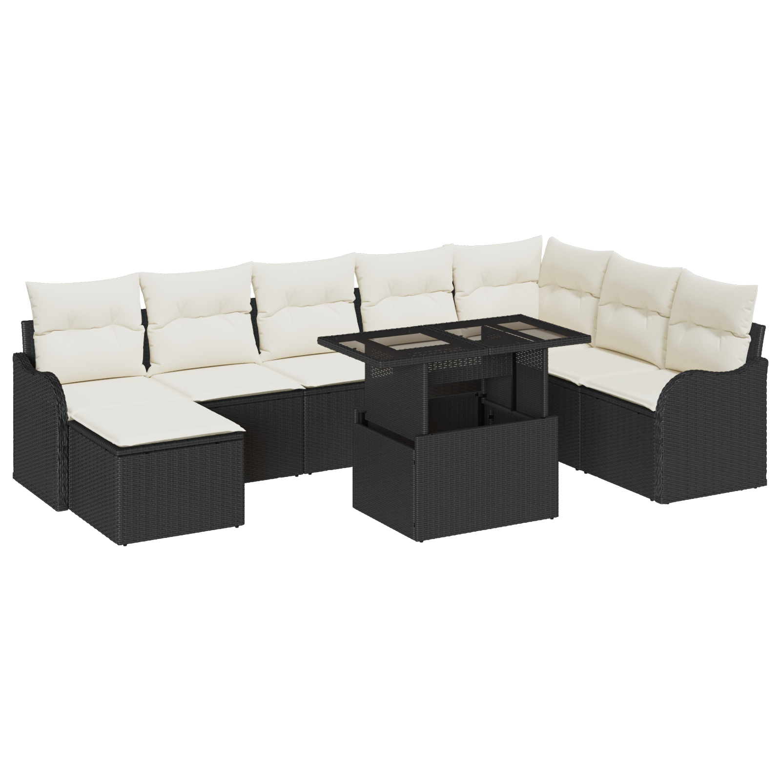 vidaXL Set de canapele pentru grădină cu pernă 9 pcs Negru Rattan poli vidaXL Set de canapele pentru grădină cu pernă 9 pcs Negru Rattan poli