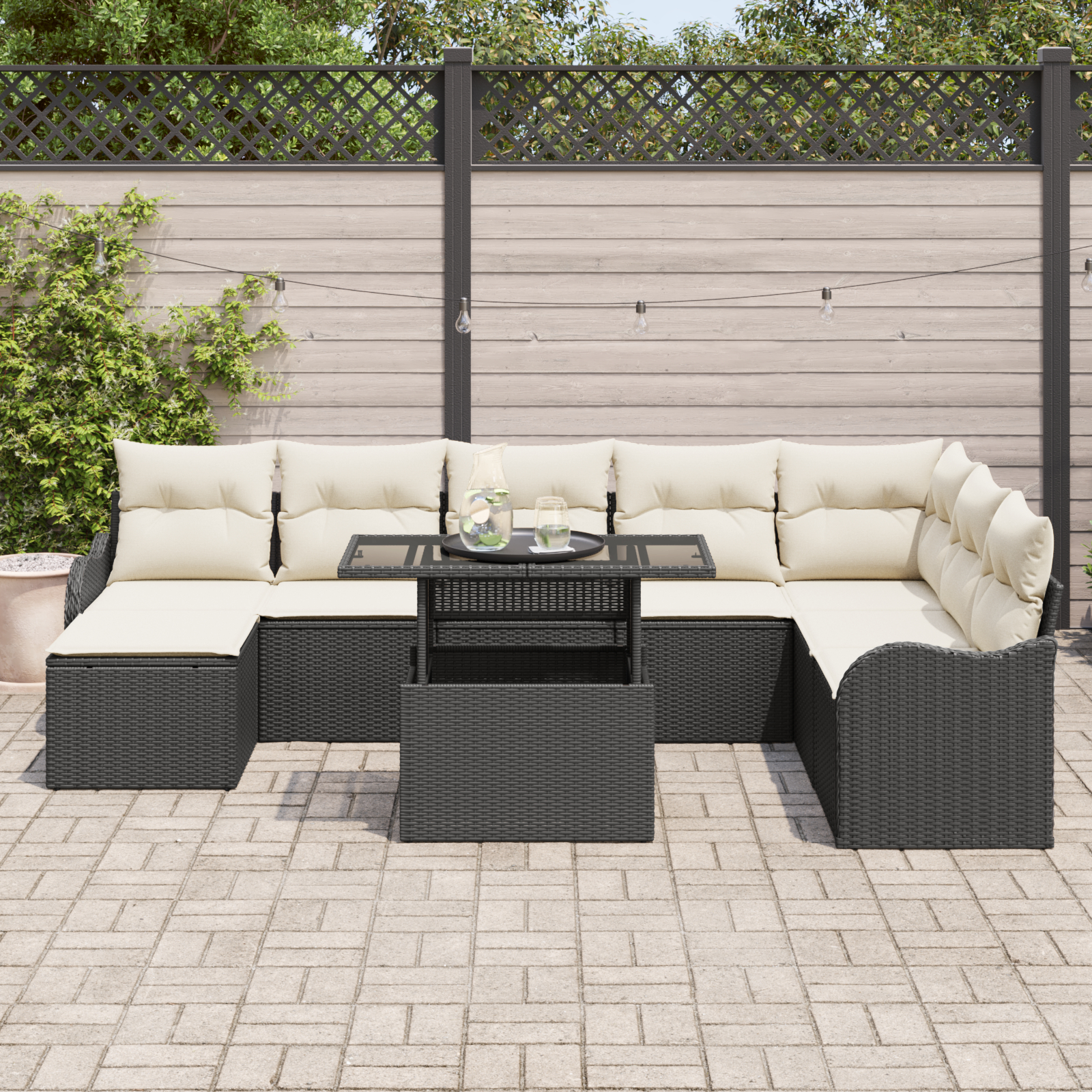 vidaXL Set de canapele pentru grădină cu pernă 9 pcs Negru Rattan poli vidaXL Set de canapele pentru grădină cu pernă 9 pcs Negru Rattan poli