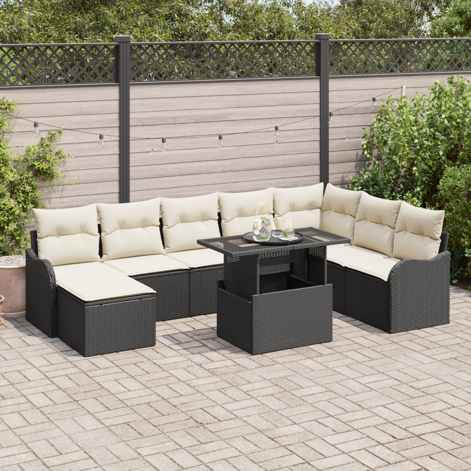 vidaXL Set de canapele pentru grădină cu pernă 9 pcs Negru Rattan poli vidaXL Set de canapele pentru grădină cu pernă 9 pcs Negru Rattan poli