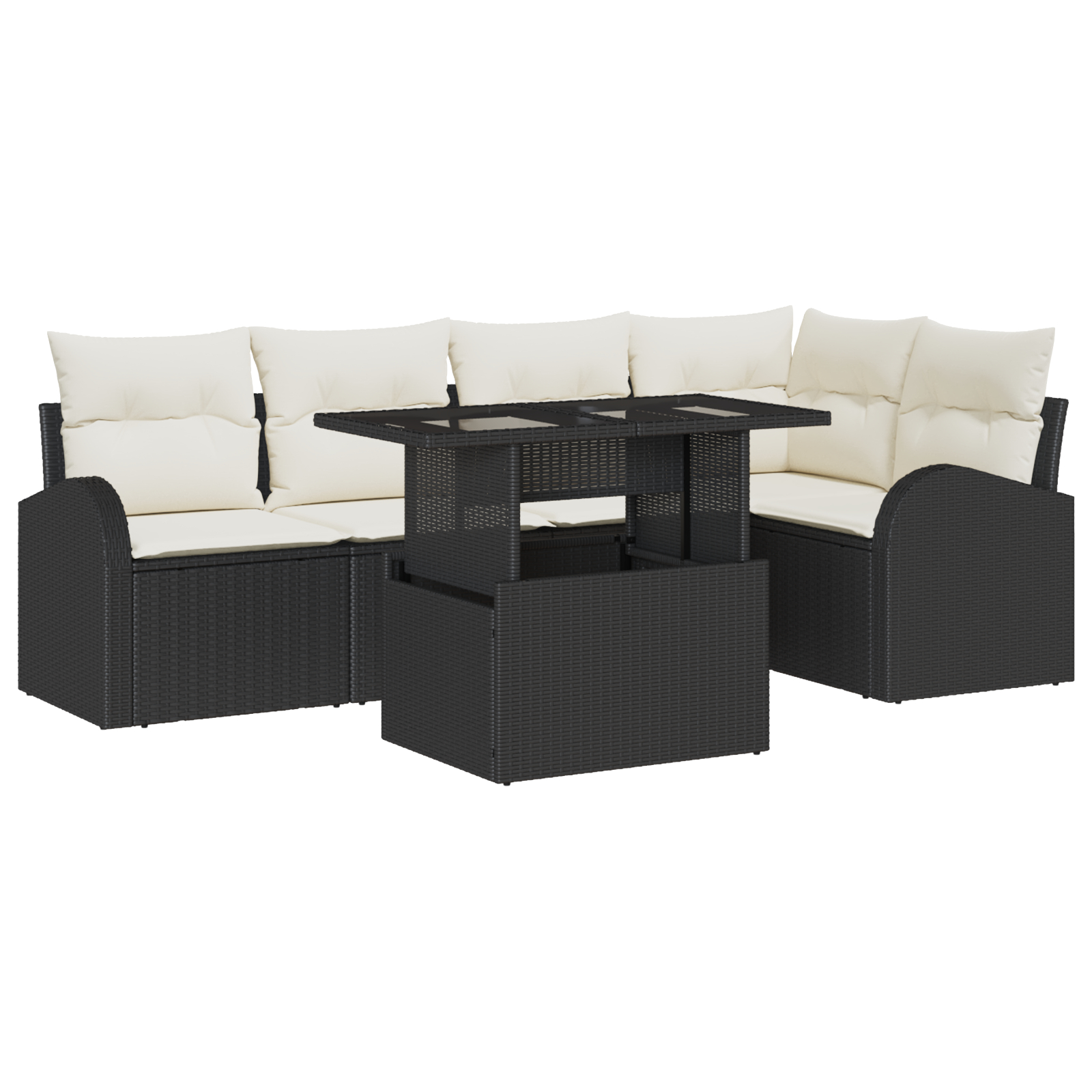 vidaXL Set de canapele pentru grădină cu pernă 6 pcs negru și crem vidaXL Set de canapele pentru grădină cu pernă 6 pcs negru și crem