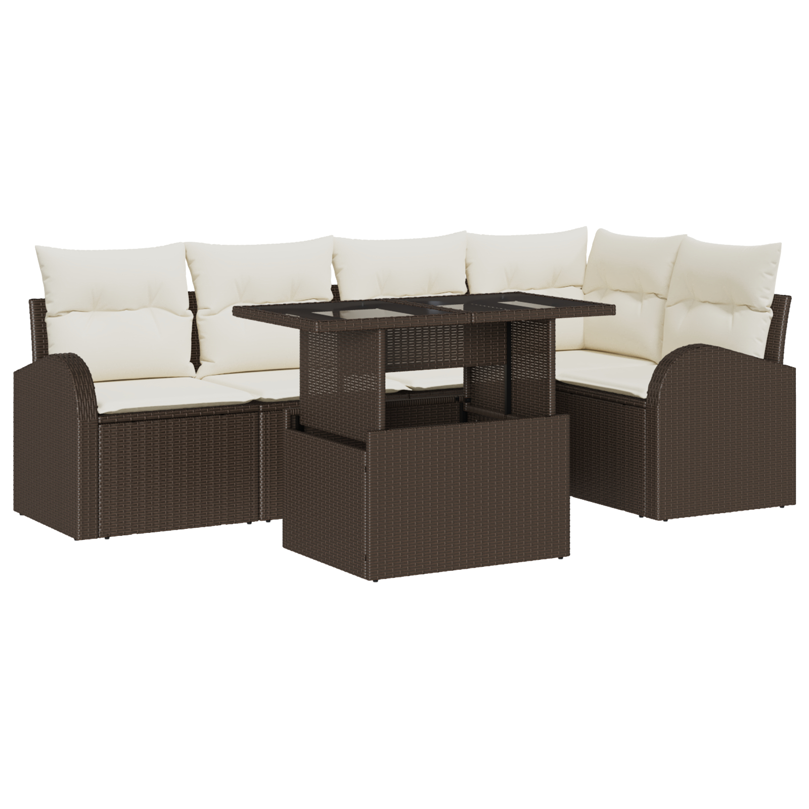 vidaXL Set de canapele pentru grădină cu pernă 6 pcs maro și crem vidaXL Set de canapele pentru grădină cu pernă 6 pcs maro și crem