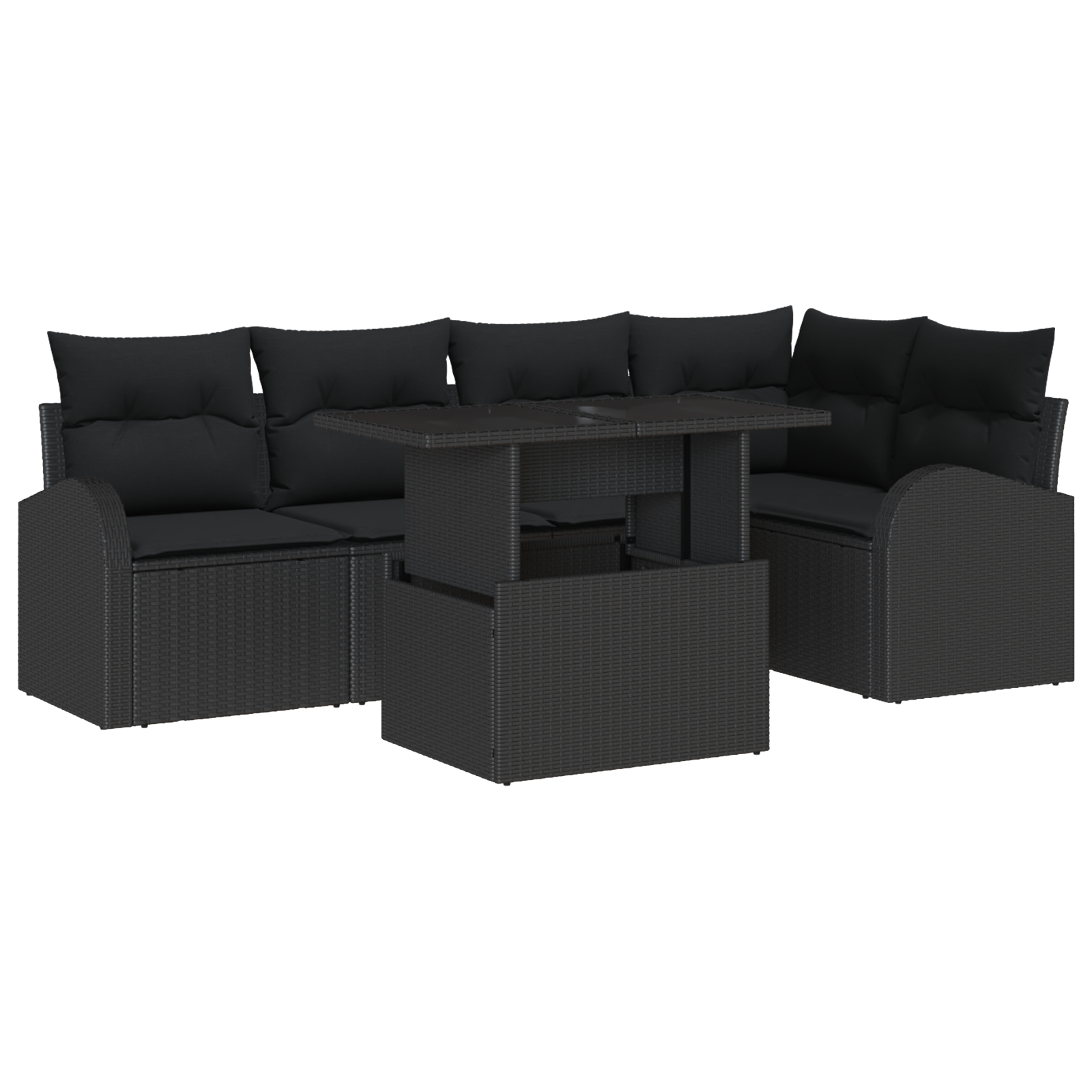 vidaXL Set de canapele pentru grădină 6 pcs Negru 100 x 55 x 73 cm