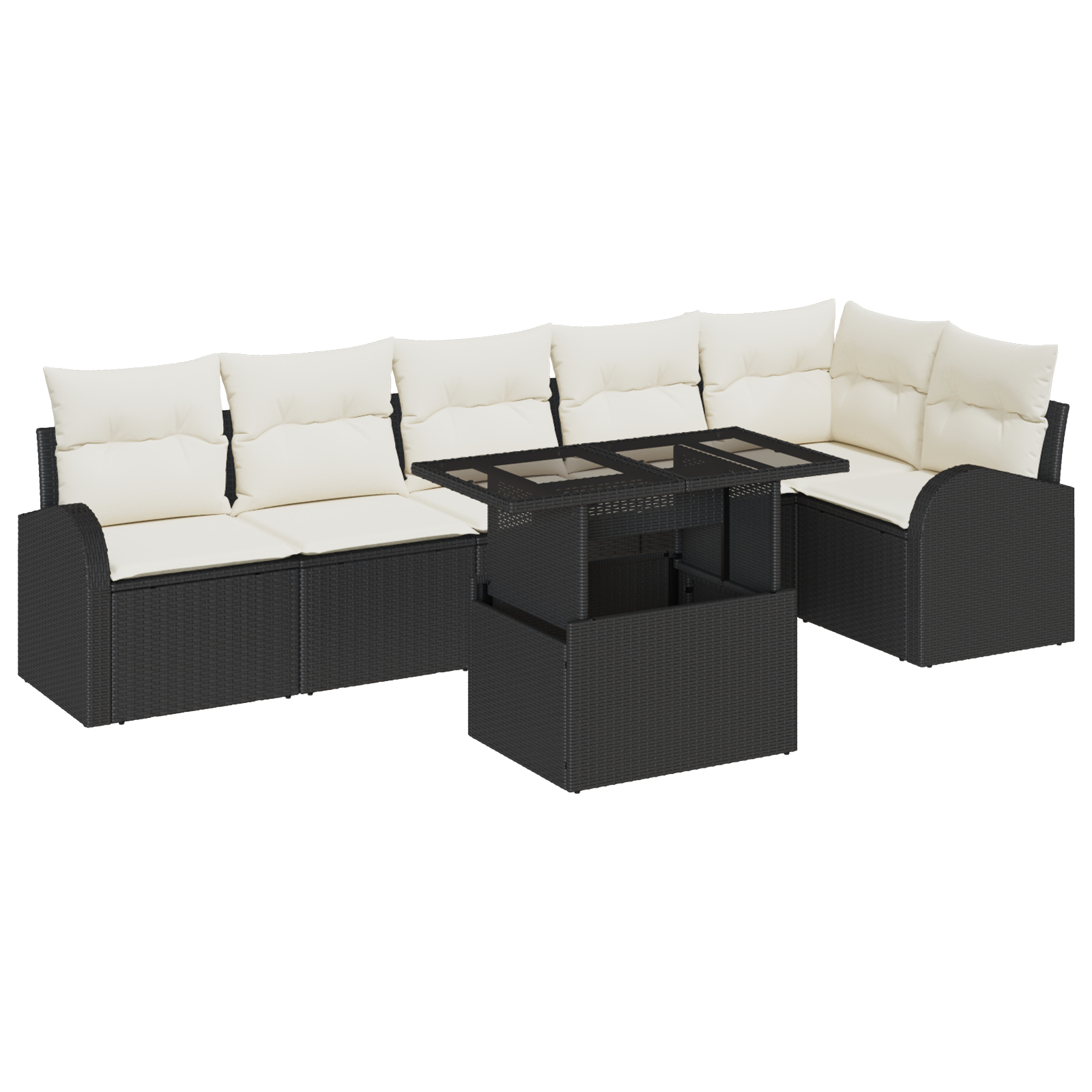 vidaXL Set de canapele pentru grădină cu pernă 7 pcs negru și crem vidaXL Set de canapele pentru grădină cu pernă 7 pcs negru și crem