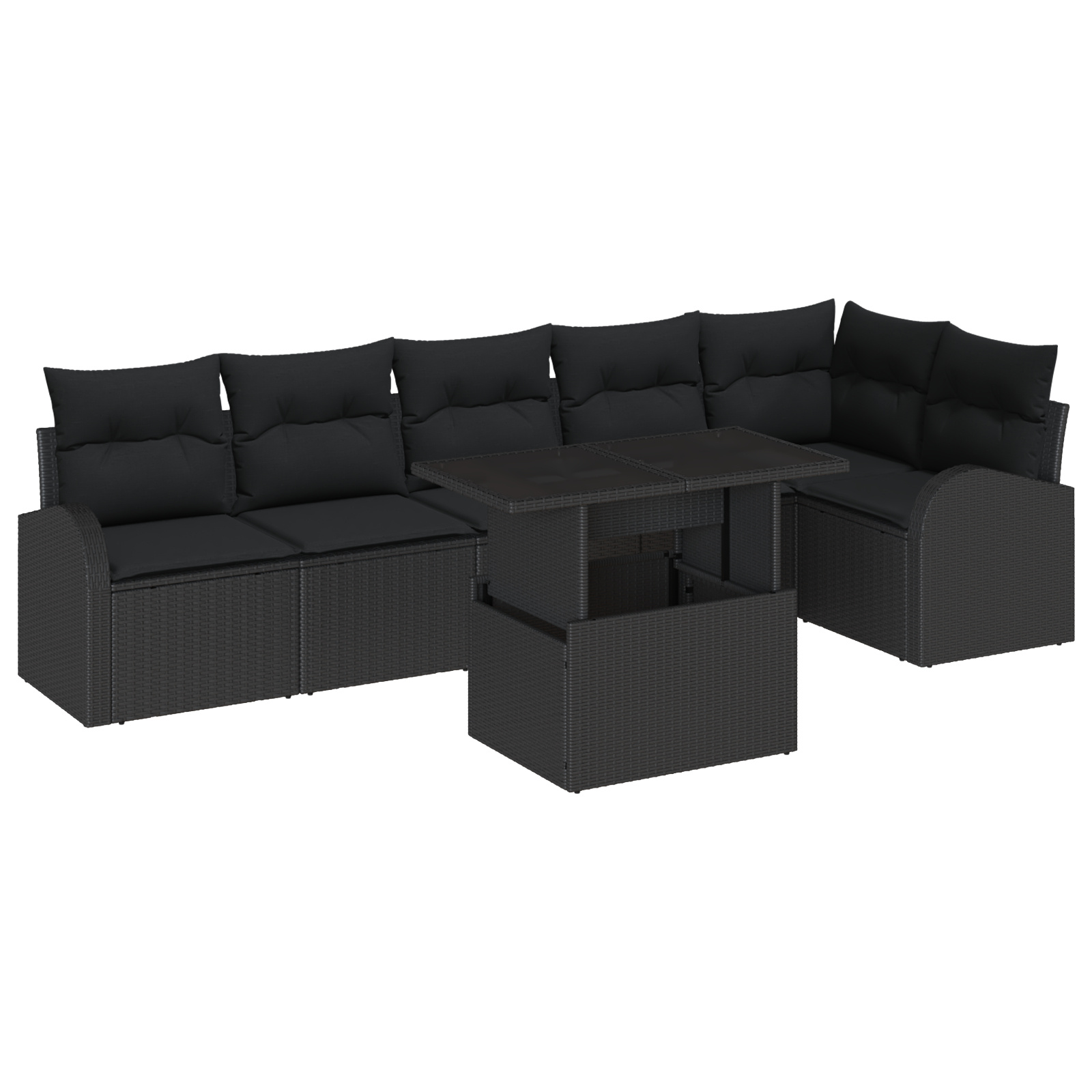 vidaXL Set de canapele pentru grădină 7 pcs Negru 100 x 55 x 73 cm